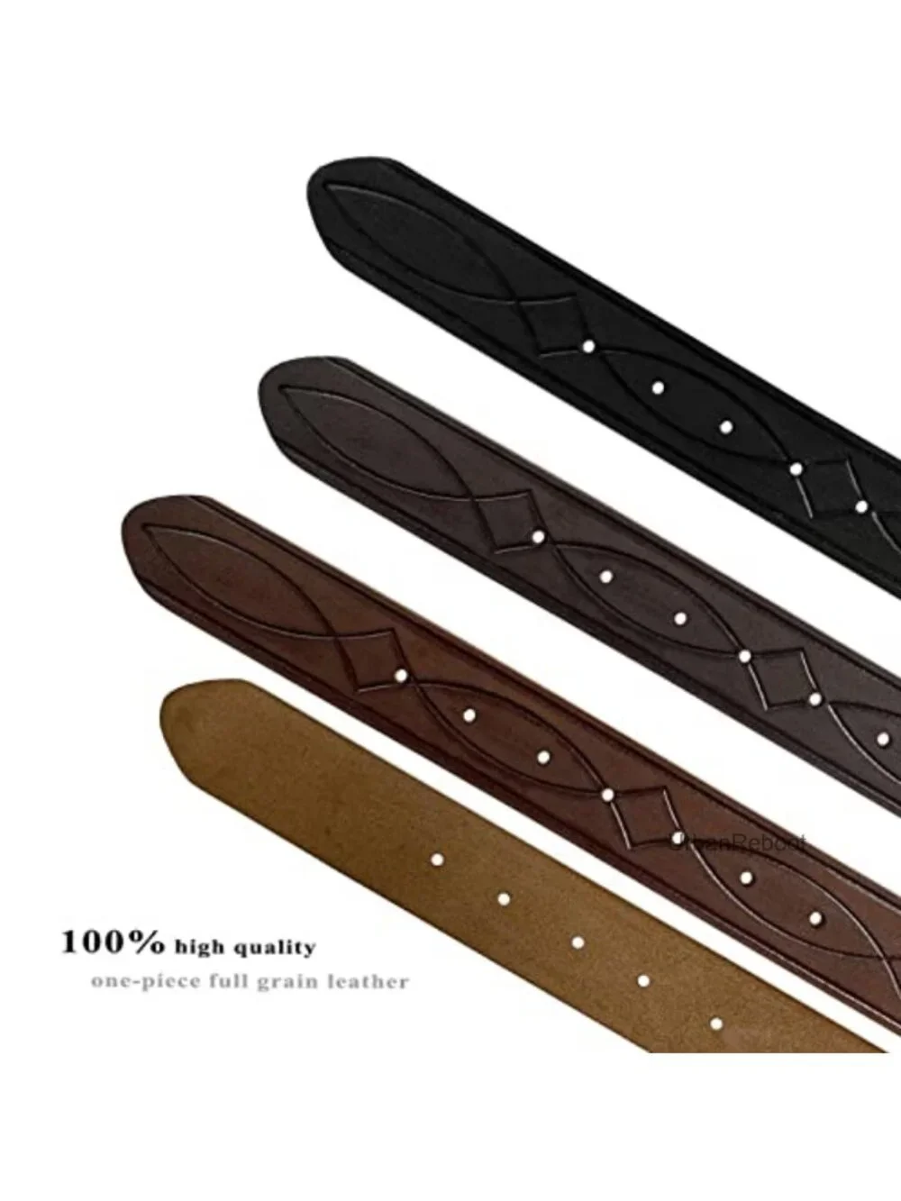 Genuine Full Grain Leather Western Engraved Tooled Belt 1.5